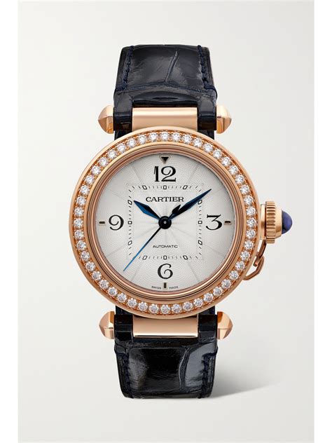 cartier gold watch diamonds|18 karat gold cartier watch.